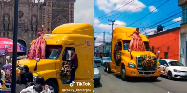 VIDEO: Quinceañera se hace viral al llegar a su misa arriba del tráiler de su papá