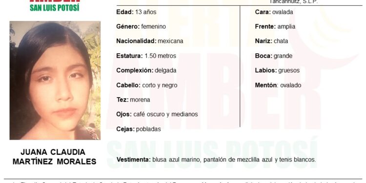 Fiscalía activa alerta amber para adolescente de Tancanhuitz