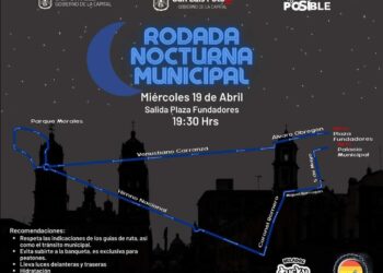 Este miércoles 19 de abril se realizará la II Rodada Municipal Nocturna