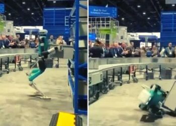VIDEO: Se desploma robot por cansancio tras larga jornada de trabajo