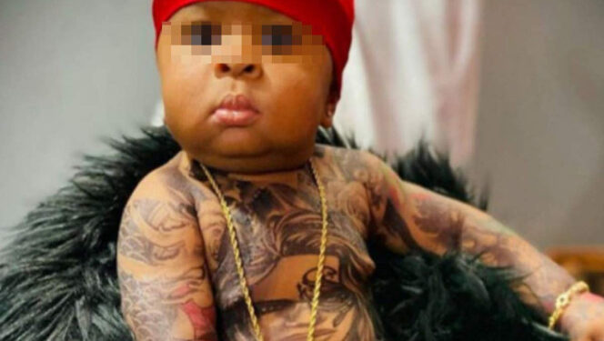 FOTOS: Mujer desata polémica por tatuar a su hijo desde los 6 meses