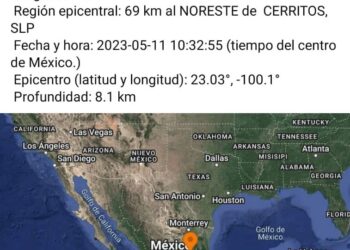 Reportan sismo de 4.2 al Noreste de Cerritos, el epicentro se registró en Guadalcázar
