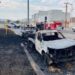 Arde camioneta por un cortocircuito en parque Logistik II