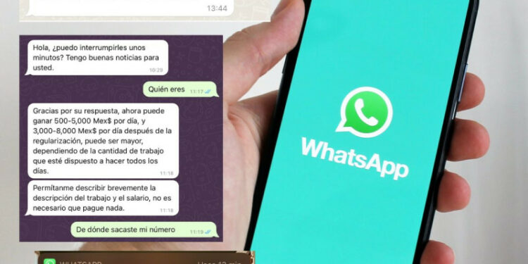 Usuarios denuncian recibir mensajes desconocidos con ofertas laborales en WhatsApp