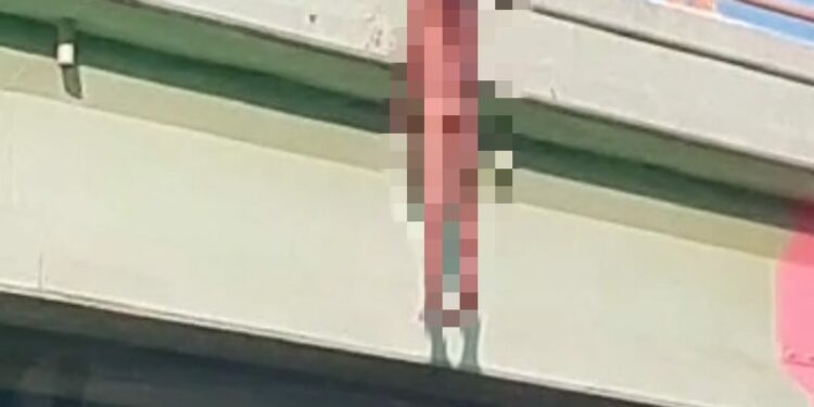 Cuelgan cuerpo desnudo en puente de Ciudad Satélite