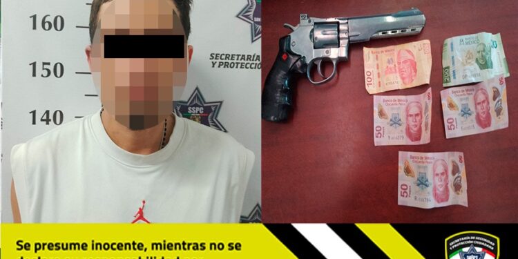 Detienen a hombre por robo con violencia a un negocio de la calle Beethoven en la colonia Himno Nacional