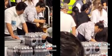 VIDEO: Rellenan envase con sobras de cerveza en el concierto de “El Buki”