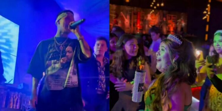 VIDEO: Santa Fe Klan llegó de sorpresa a XV años y cantó las mañanitas a cumpleañera