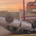 Se volcó un auto sobre el puente de la Morales Saucito