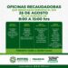 Recaudadoras de Finanzas darán servicio este viernes 25 de agosto