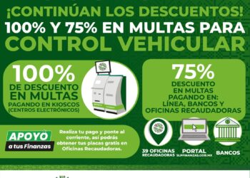 En agosto continúan los descuentos en multas de control vehicular