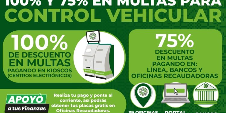 En agosto continúan los descuentos en multas de control vehicular