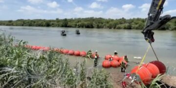 Hallan cadáver en el Río Bravo en la zona de boyas alambradas