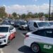 Taxistas inconformes bloquearon Salvador Nava, a la altura de zona universitaria