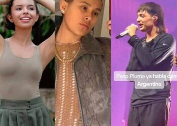 VIDEO: Peso Pluma les dice con permiso mis cielas…Quita por un momento de la polémica a Ángela Aguilar y Yahritza, al comenzar a hablar como Argentino