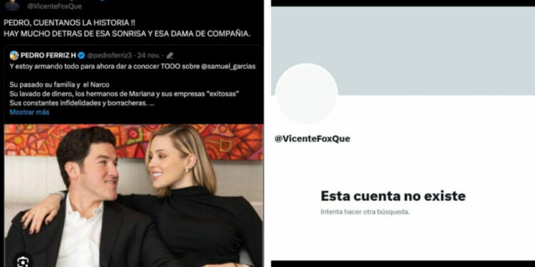 Eliminan cuenta de Vicente Fox en X tras insulto a Mariana Rodríguez