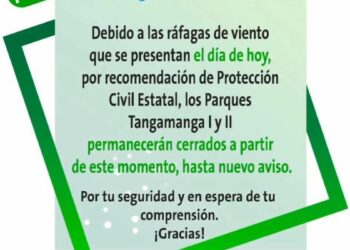 Por ráfagas de viento, Gobierno cierra parques Tangamanga