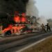 Autobús de turistas quedó consumido por las llamas en carretera Ciudad Valles-Mante