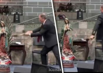 VIDEO: Pastor rompe imagen de la Virgen de Guadalupe con un machete en Tamaulipas