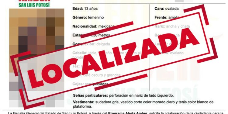Informa Fiscalía sobre localización de adolescente de 13 años que contaba con Alerta Amber