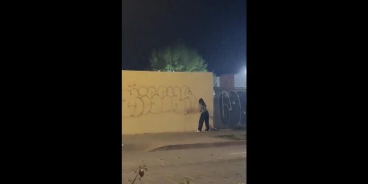 VIDEO: Captan a dos jóvenes mientras grafitean edificio de Carranza