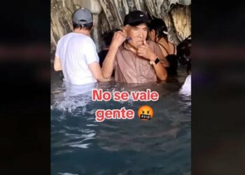 VIDEO: Hombre se rasura en Grutas de Tolantongo; internautas reaccionan
