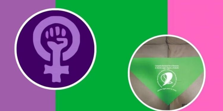 ¿Qué significan los colores morado, verde y rosa de la bandera del movimiento feminista?