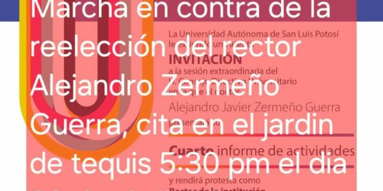 Convocan a marcha contra reeleción del rector de la UASLP