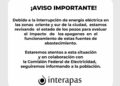 Por apagón, abastecimiento de agua fue interrumpido: Interapas