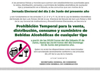 Iniciará este sábado la ley seca previo a las elecciones