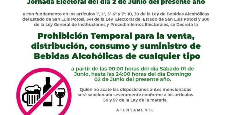 Iniciará este sábado la ley seca previo a las elecciones