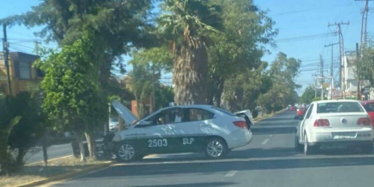 Taxista se impacta contra un árbol en camellón de Mariano Jiménez