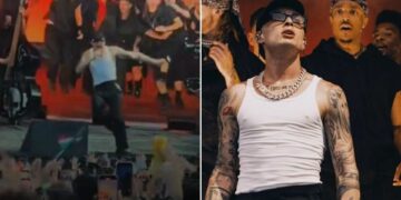 VIDEO: Peso Pluma se fracturó un pie mientras cantaba en un festival en Nueva York