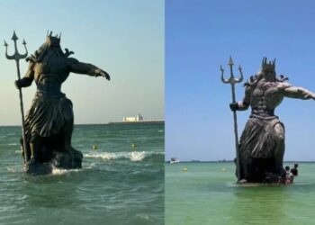 Estatua de Poseidón en Yucatán aún sigue en pie