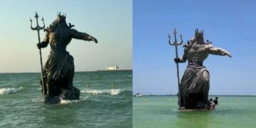 Estatua de Poseidón en Yucatán aún sigue en pie