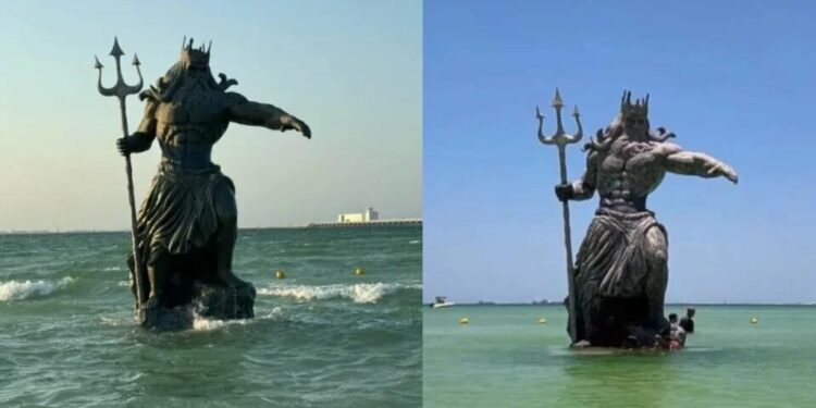 Estatua de Poseidón en Yucatán aún sigue en pie