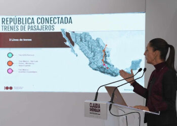 “Continuaremos con la construcción de trenes de pasajeros, el cual incluye la ruta México-SLP-Nuevo Laredo” dijo Claudia Sheinbaum en su visita a SLP