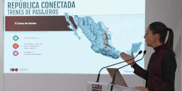 “Continuaremos con la construcción de trenes de pasajeros, el cual incluye la ruta México-SLP-Nuevo Laredo” dijo Claudia Sheinbaum en su visita a SLP
