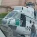 Helicóptero de la GN atorado en cables frente a la iglesia del Saucito