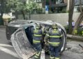 Así ocurrió el intenso choque entre un carro lujoso y una camioneta en las calles de Polanco