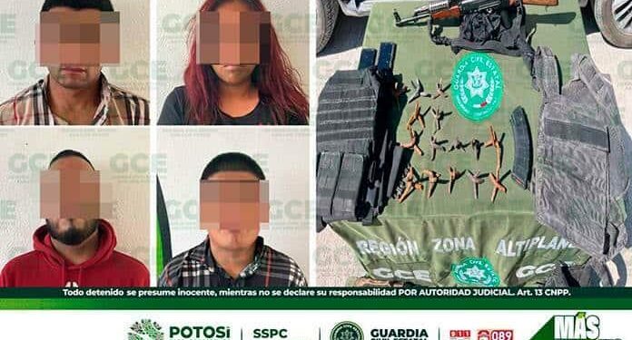 En Cedral detienen a personas con cuerno de chivo, ponchallantas y equipo táctico