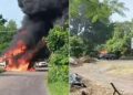 En Buenavista, Michoacán, se reportan bloqueos, incendios de vehículos y ataques con explosivos