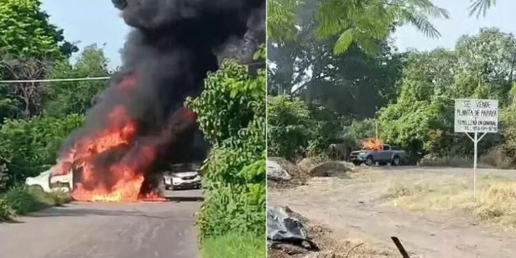 En Buenavista, Michoacán, se reportan bloqueos, incendios de vehículos y ataques con explosivos