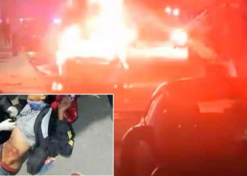 Un conductor ebrio atropella a motociclistas y su vehículo es incendiado por ellos
