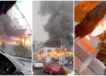 VIDEOS: Incendio devasta bazar navideño en Teoloyucan, Estado de México
