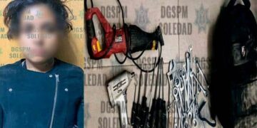 Mujer robaba herramienta de taller mecánico