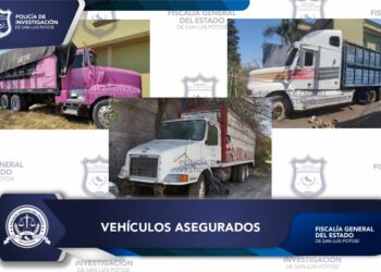 PDI asegura tres vehículos de carga pesada en Rioverde