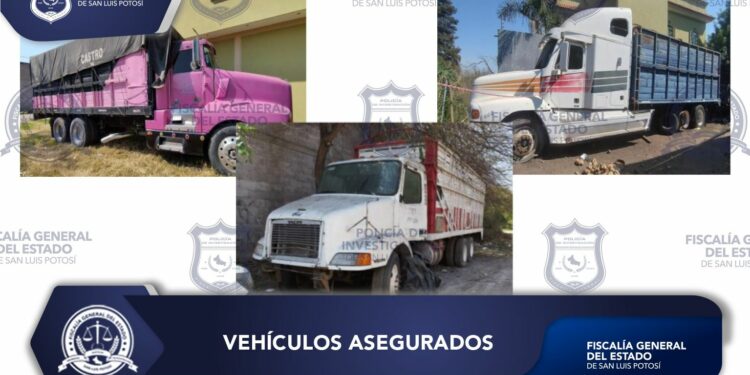 PDI asegura tres vehículos de carga pesada en Rioverde