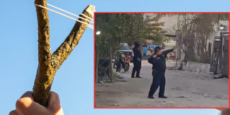 VIDEO | ¡A golpes y resorterazos! Policía de Yucatán captura a delincuentes tras enfrentamiento a piedrazos