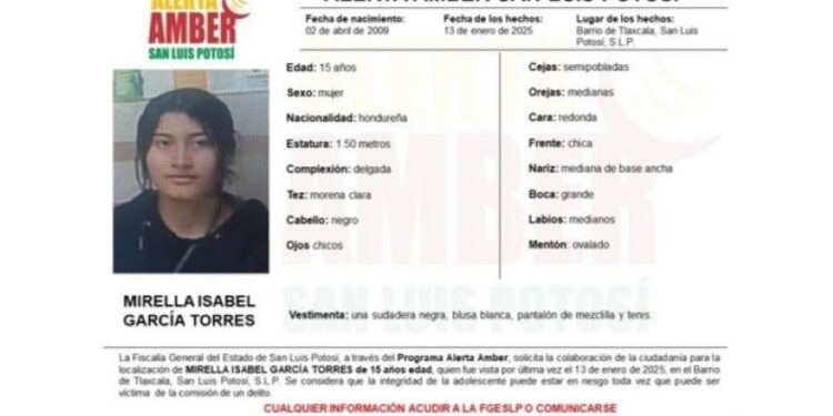 La FGE emite una Alerta Amber por la desaparición de una joven de 15 años